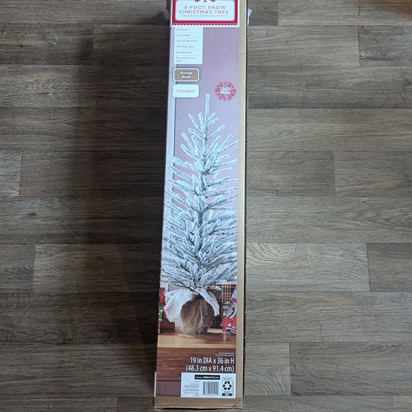 Other - NIB Flocked Artificial 3' Snow Christmas Tree Burlap Base Decor